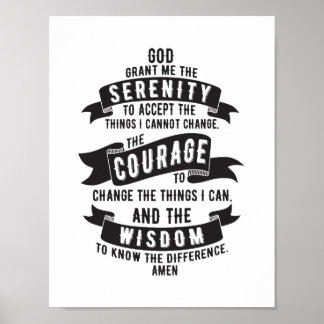Serenity Prayer - Choose Your Background Color Poster