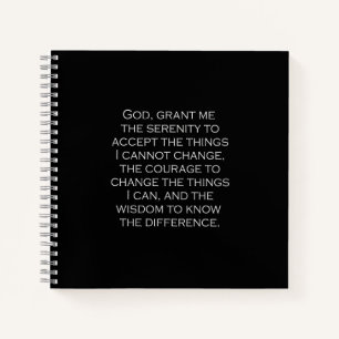 Serenity Prayer Copperplate Gothic Font Black Notebook