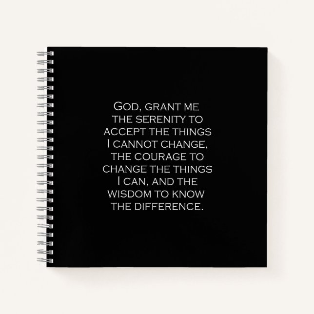Serenity Prayer Copperplate Gothic Font Black Notebook (Front)