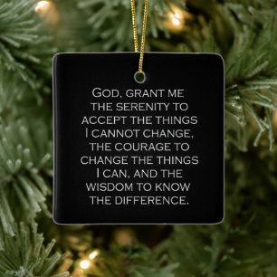 Serenity Prayer Copperplate Gothic Holiday Ceramic Ornament