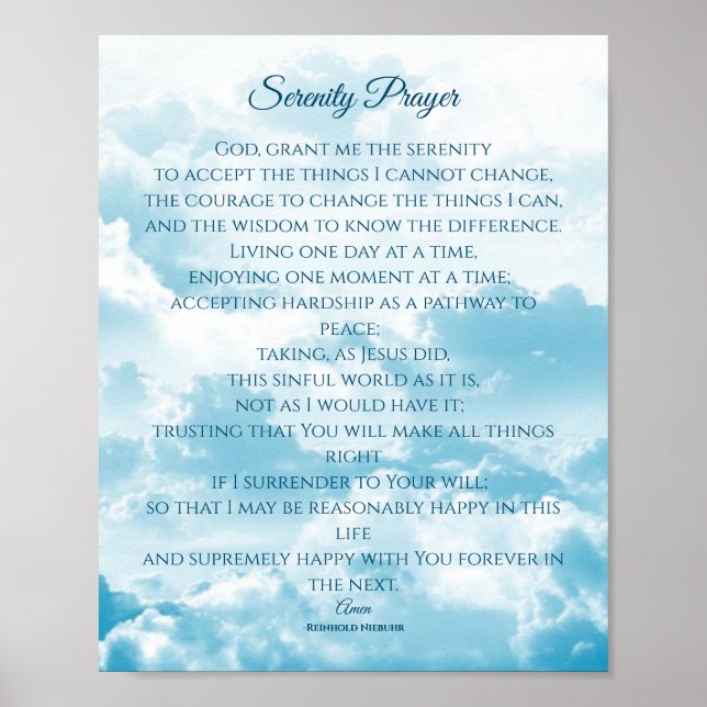 Serenity Prayer, Courage & Wisdom Poster (Front)