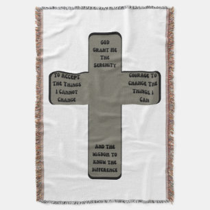 Serenity Prayer Cross Quote Throw Blanket