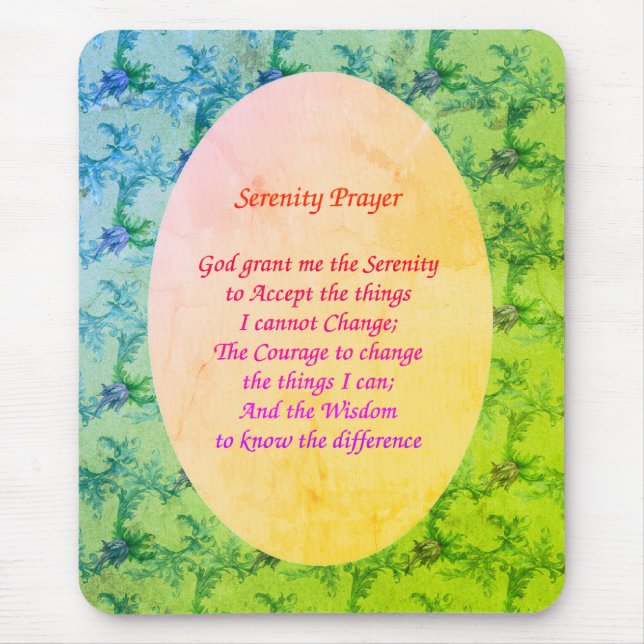 Serenity Prayer Elegant Floral Art Mouse Mat (Front)