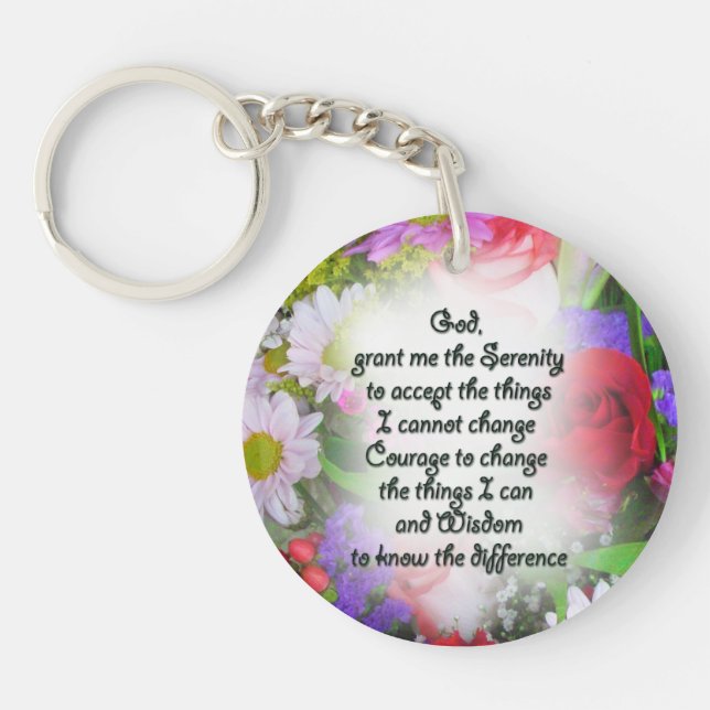 Serenity Prayer Floral Key Chain (Front)