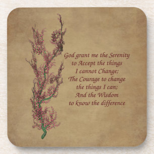 Serenity Prayer Flowers Inspirational Coaster Set