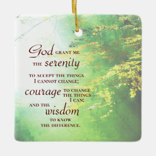 Serenity Prayer, Forest Christmas Ceramic Ornament