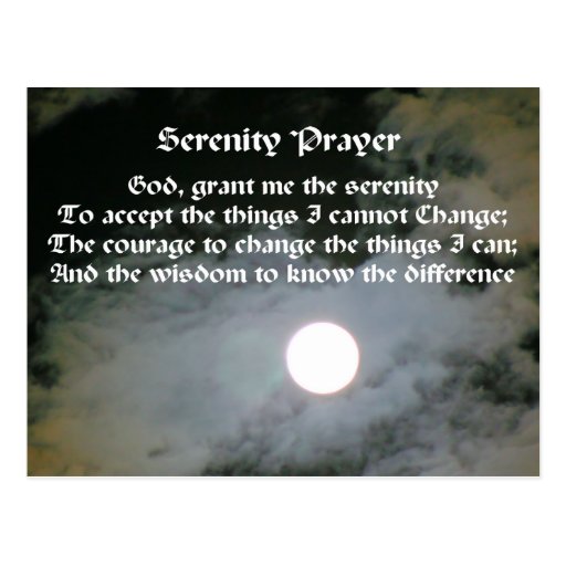 Serenity Prayer Full Moon Inspirational Postcard | Zazzle