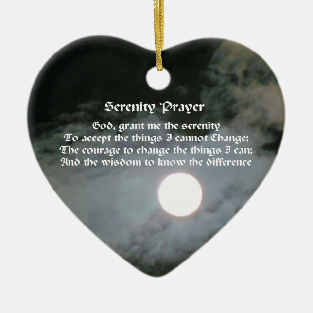 Serenity Prayer Full Moon Inspirational  Ceramic Tree Decoration (Front)