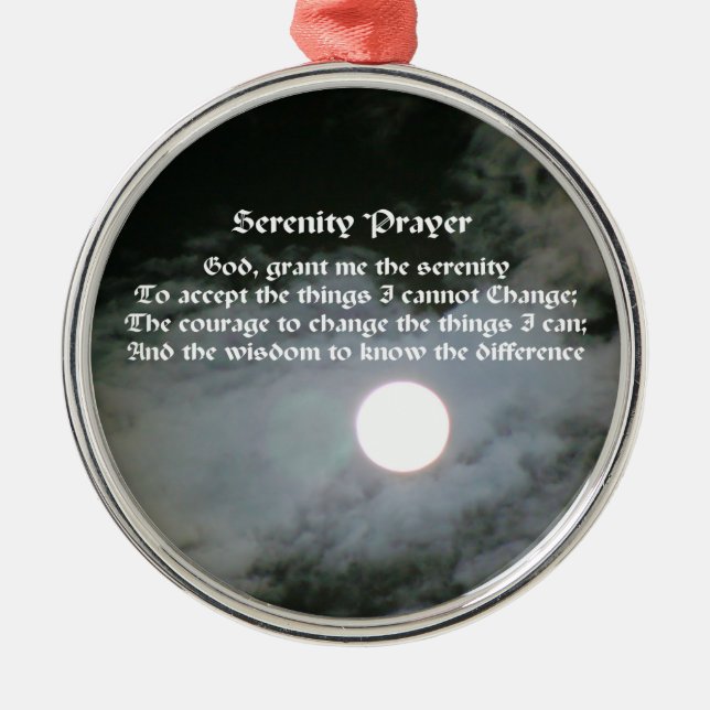 Serenity Prayer Full Moon Inspirational  Metal Tree Decoration (Front)