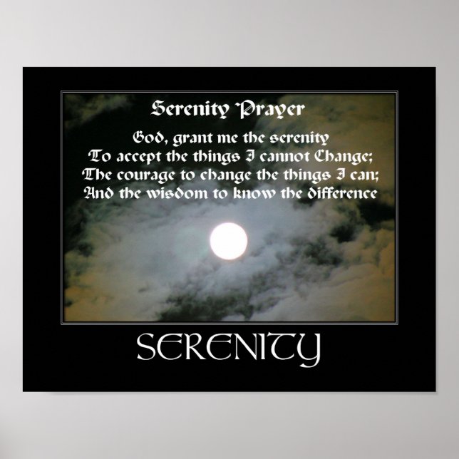 Serenity Prayer Full Moon Inspirational Poster (Front)