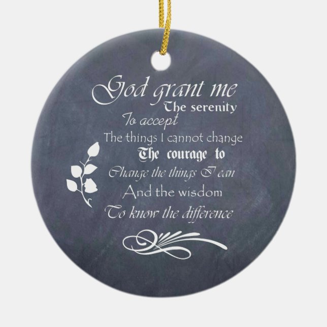 Serenity prayer gift chalkboard retro ceramic tree decoration (Front)