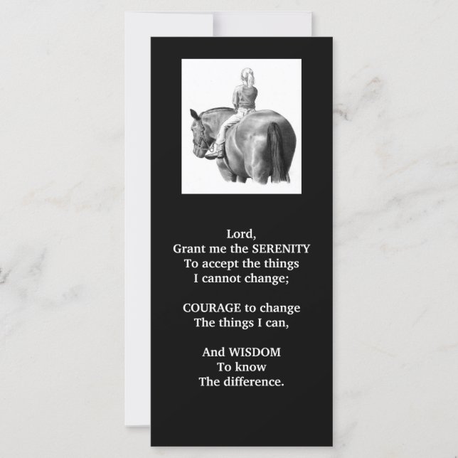 SERENITY PRAYER:GIRL:HORSE:PENCIL ART:RACK CARD (Front)