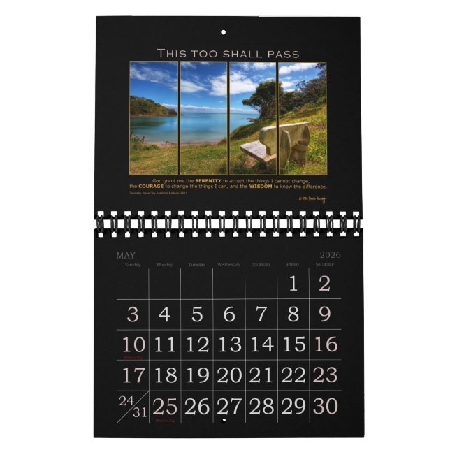 Serenity Prayer God Grant Quote Slogan Recovery Calendar (May 2026)