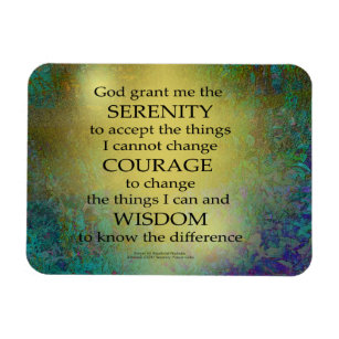Serenity Prayer Gold on Blue-Green Magnet