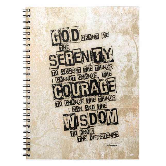 Serenity Prayer: Grunge Black & Tan, Recovery Notebook (Front)