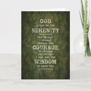 Serenity Prayer: Grunge, Camouflage, Recovery Card