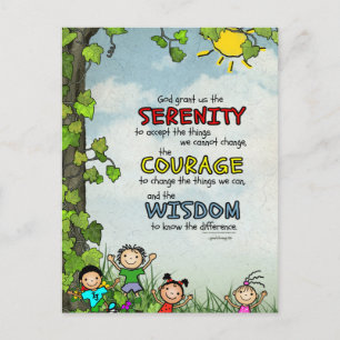 Serenity Prayer: Happy Children, Strength/Recovery Postcard