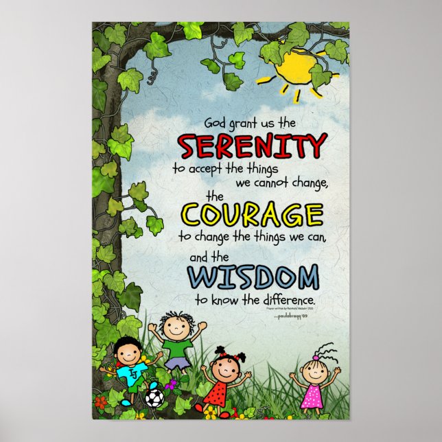 Serenity Prayer: Happy Children, Strength/Recovery Poster (Front)