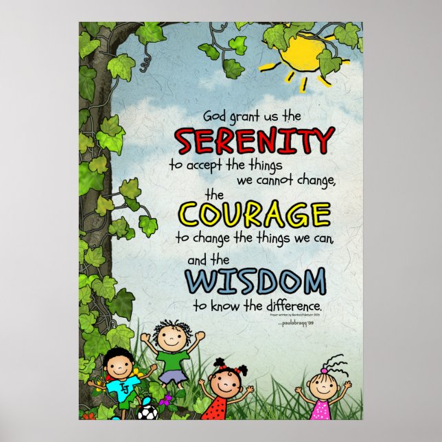 Serenity Prayer: Happy Children, Strength/Recovery Poster (Front)