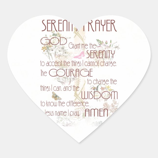 Serenity Prayer Heart Sticker (Front)