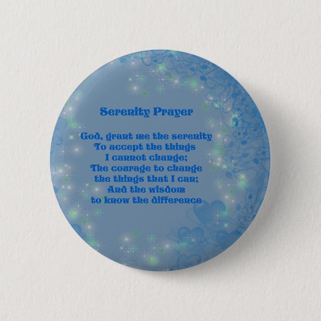 Serenity Prayer Hearts Inspirational Button (Front)