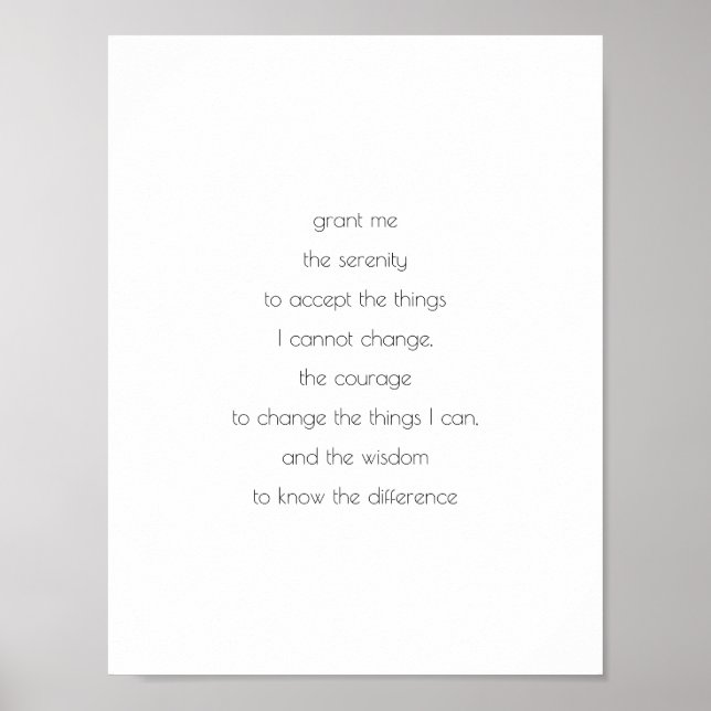 Serenity Prayer, HP neutral, God not mentioned Poster (Front)