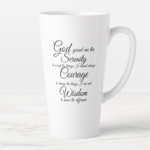 Serenity Prayer in black script font Latte Mug