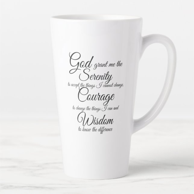 Serenity Prayer in black script font Latte Mug (Right)