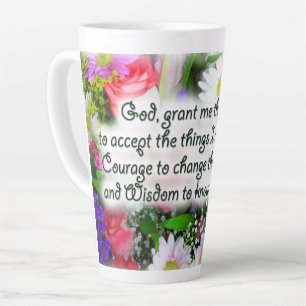 Serenity Prayer in Bouquet Design Latte Mug