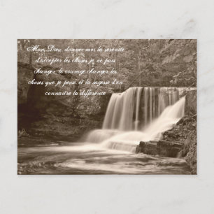 Serenity Prayer in French Waterfall Postcard