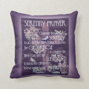 Serenity Prayer in Purple Cushion