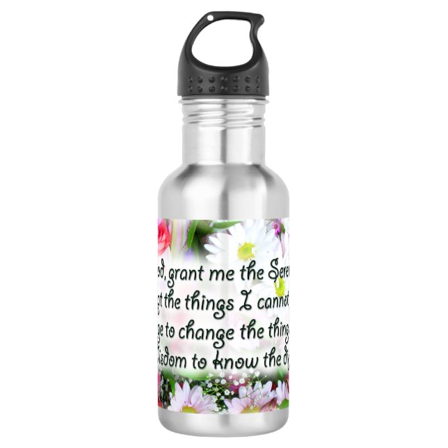 Serenity Prayer Inspiration Bouquet Design 532 Ml Water Bottle (Front)