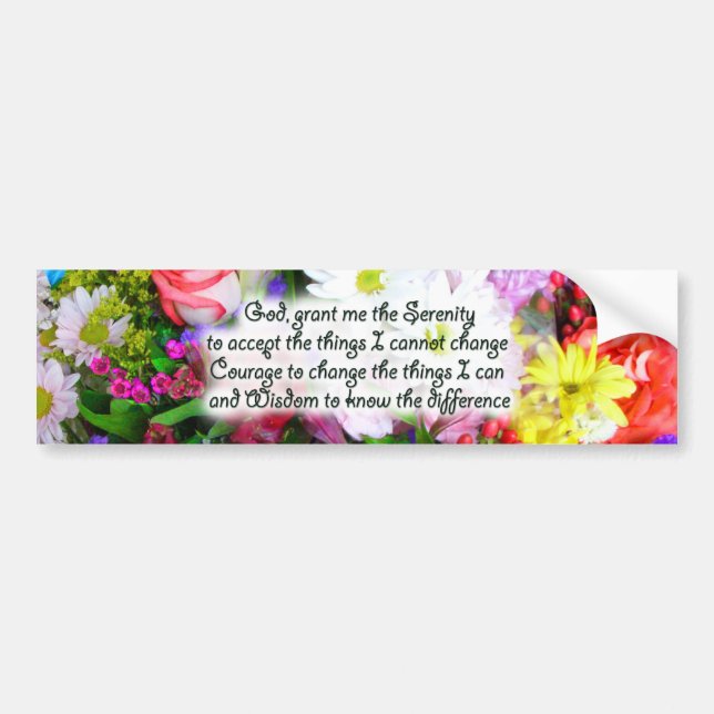 Serenity Prayer Inspiration in Bouquet Design Bumper Sticker (Front)