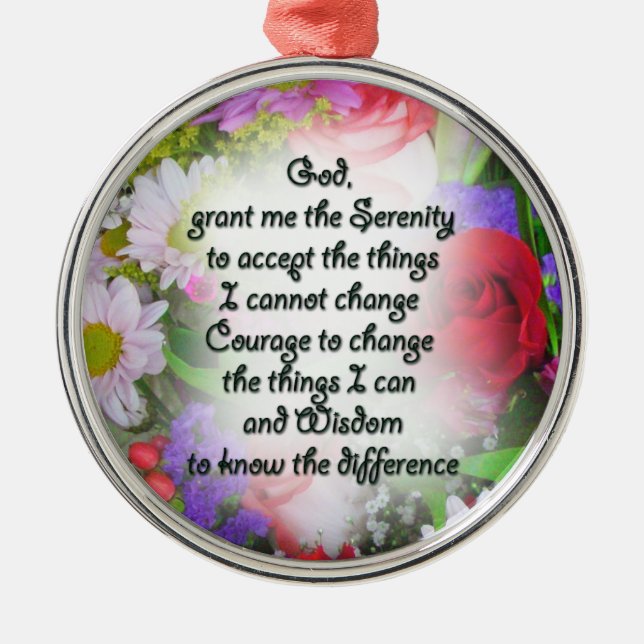 Serenity Prayer Inspiration in Bouquet Design Metal Tree Decoration (Front)
