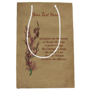 Serenity Prayer Inspirational Floral Personalised Medium Gift Bag