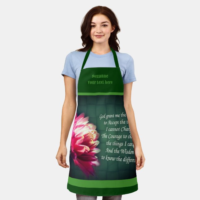 Serenity Prayer Inspirational Flower Personalised Apron (Worn)