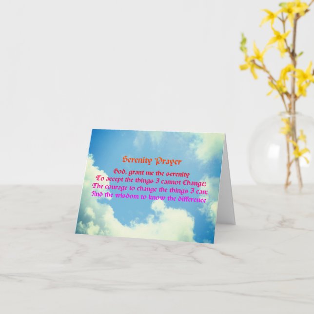 Serenity Prayer Inspirational Note Card Blue Sky (Yellow Flower)