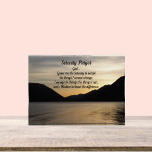 Serenity Prayer Lake Sunset Landscape Photo Block