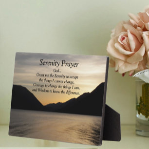 Serenity Prayer Lake Sunset Landscape Plaque