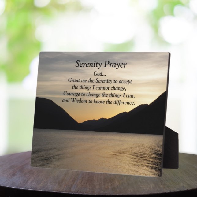 Serenity Prayer Lake Sunset Photo Plaque (In Situ)