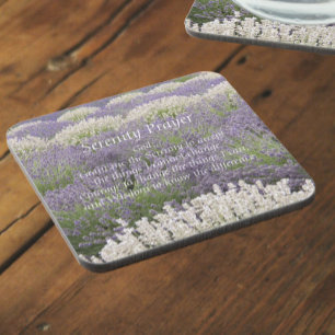Serenity Prayer Lavender Garden Floral Coaster