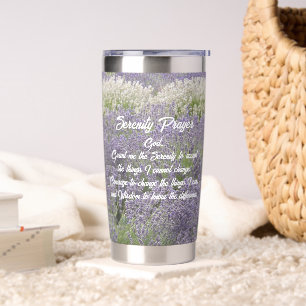 Serenity Prayer Lavender Garden Floral Insulated Tumbler