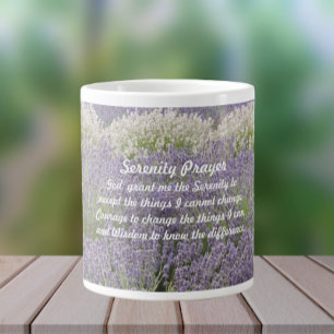 Serenity Prayer Lavender Garden Floral Large Coffee Mug
