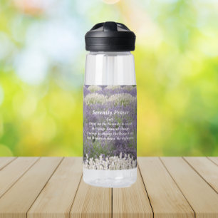 Serenity Prayer Lavender Garden Floral Water Bottle