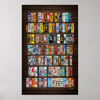 Serenity Prayer License Plate Art Poster