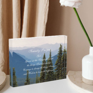 Serenity Prayer Misty Mountains Landscape Photo Block
