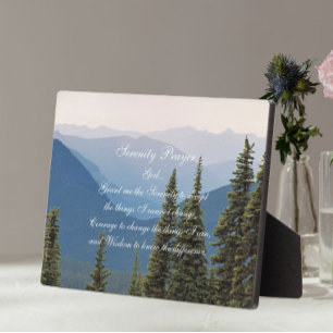 Serenity Prayer Misty Mountains Landscape Plaque