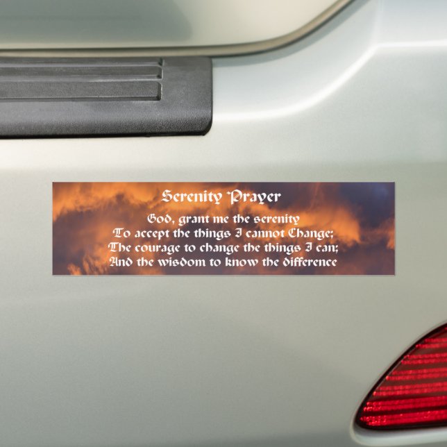 Serenity Prayer Morning Sky Inspirational Bumper Sticker (On Car)