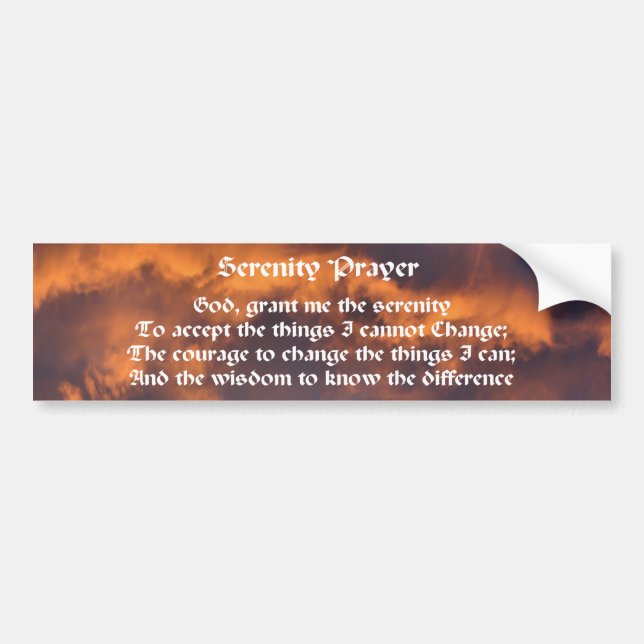 Serenity Prayer Morning Sky Inspirational Bumper Sticker (Front)