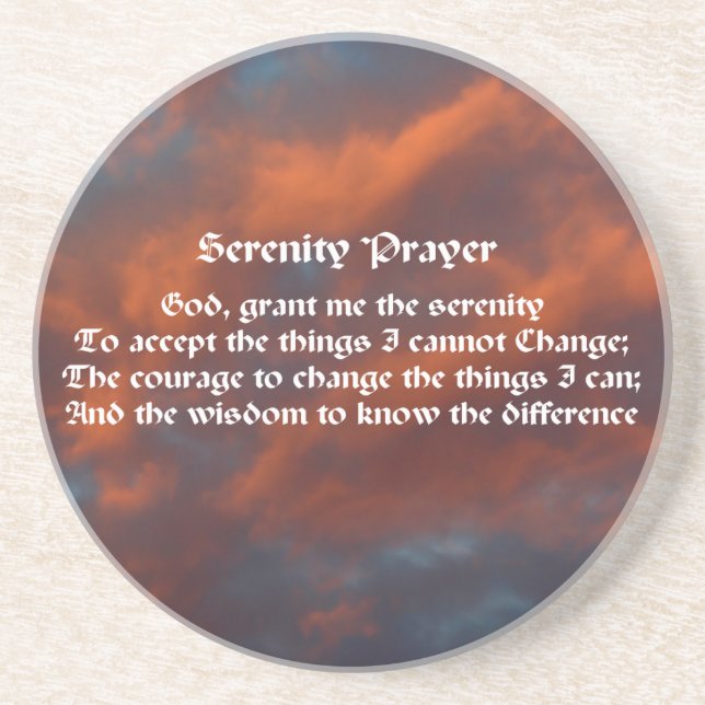 Serenity Prayer Morning Sky Inspirational Coaster (Front)